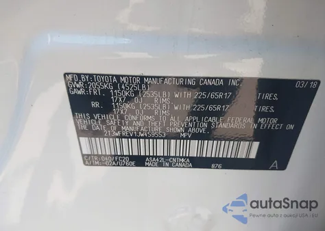 2018 Toyota Rav4 Xle из США, поврежденный, VIN 2T3WFREV1JW459553